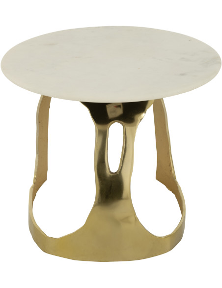 Table d'appoint design Ronde 50 cm en Marbre Blanc Métal Doré Deossa - 5