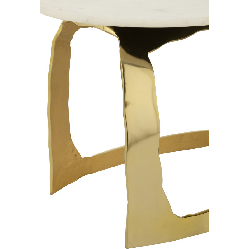Table d'appoint design Ronde 50 cm en Marbre Blanc Métal Doré Deossa - 6