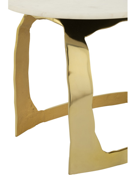 Table d'appoint design Ronde 50 cm en Marbre Blanc Métal Doré Deossa - 6