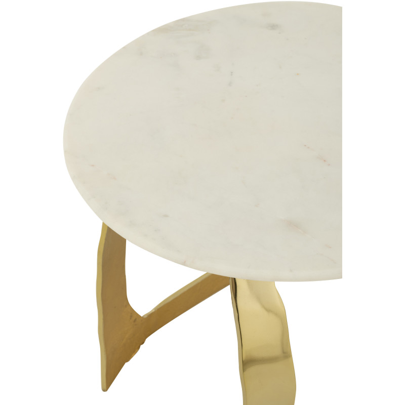 Table d'appoint design Ronde 50 cm en Marbre Blanc Métal Doré Deossa - 7