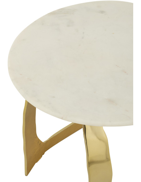 Table d'appoint design Ronde 50 cm en Marbre Blanc Métal Doré Deossa - 7