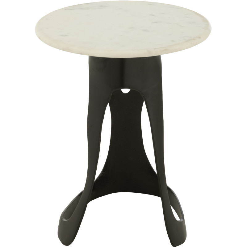 Table d'appoint design Ronde 40 cm en Marbre Blanc Métal Noir Deossa - 3