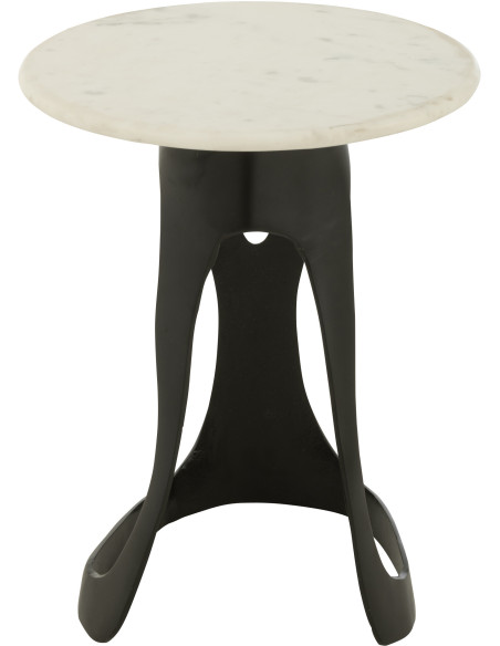Table d'appoint design Ronde 40 cm en Marbre Blanc Métal Noir Deossa - 3