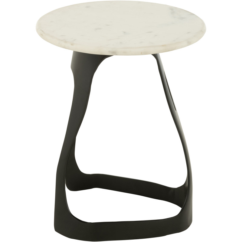 Table d'appoint design Ronde 40 cm en Marbre Blanc Métal Noir Deossa - 4
