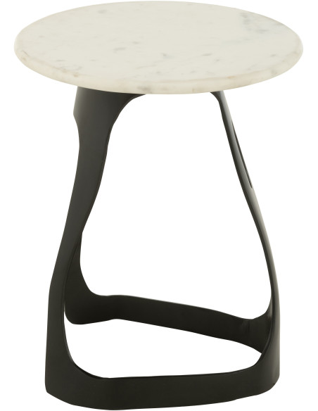 Table d'appoint design Ronde 40 cm en Marbre Blanc Métal Noir Deossa - 4