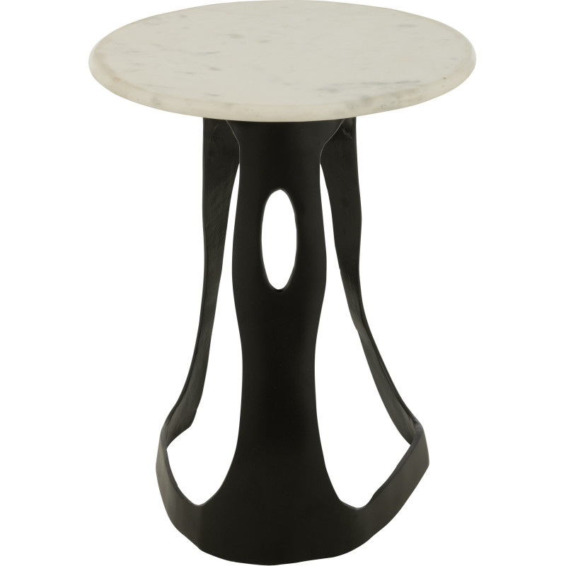 Table d'appoint design Ronde 40 cm en Marbre Blanc Métal Noir Deossa - 5