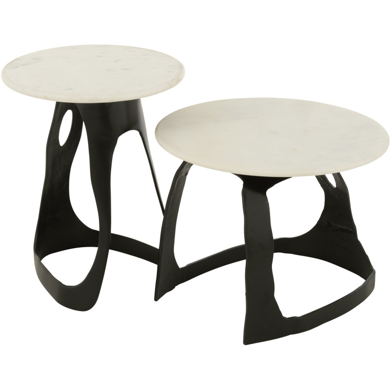 Table d'appoint design Ronde 40 cm en Marbre Blanc Métal Noir Deossa - 8