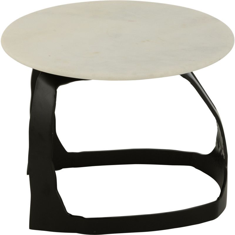 Table d'appoint design Ronde 50 cm en Marbre Blanc Métal Noir Deossa - 3