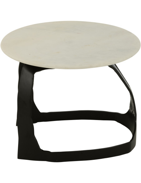Table d'appoint design Ronde 50 cm en Marbre Blanc Métal Noir Deossa - 3