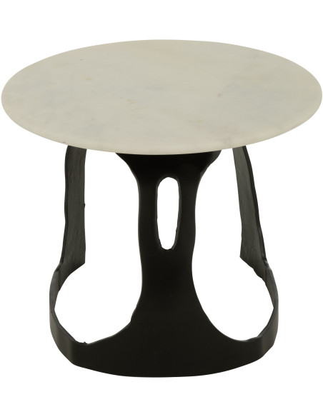 Table d'appoint design Ronde 50 cm en Marbre Blanc Métal Noir Deossa - 4