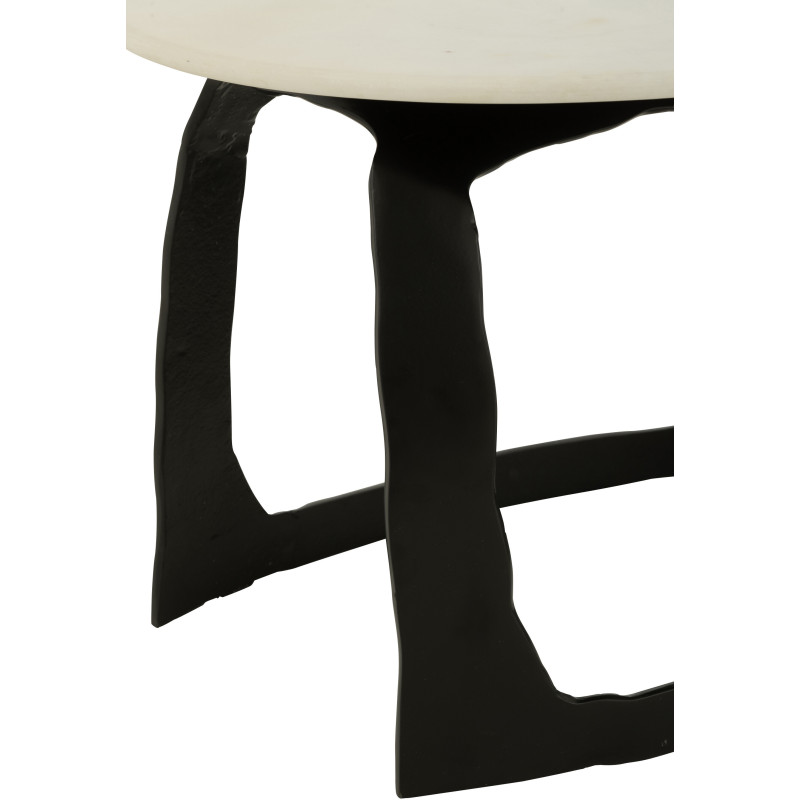 Table d'appoint design Ronde 50 cm en Marbre Blanc Métal Noir Deossa - 5