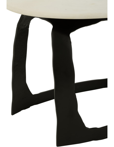 Table d'appoint design Ronde 50 cm en Marbre Blanc Métal Noir Deossa - 5