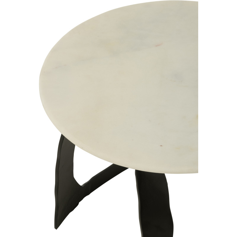 Table d'appoint design Ronde 50 cm en Marbre Blanc Métal Noir Deossa - 6