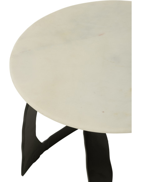 Table d'appoint design Ronde 50 cm en Marbre Blanc Métal Noir Deossa - 6