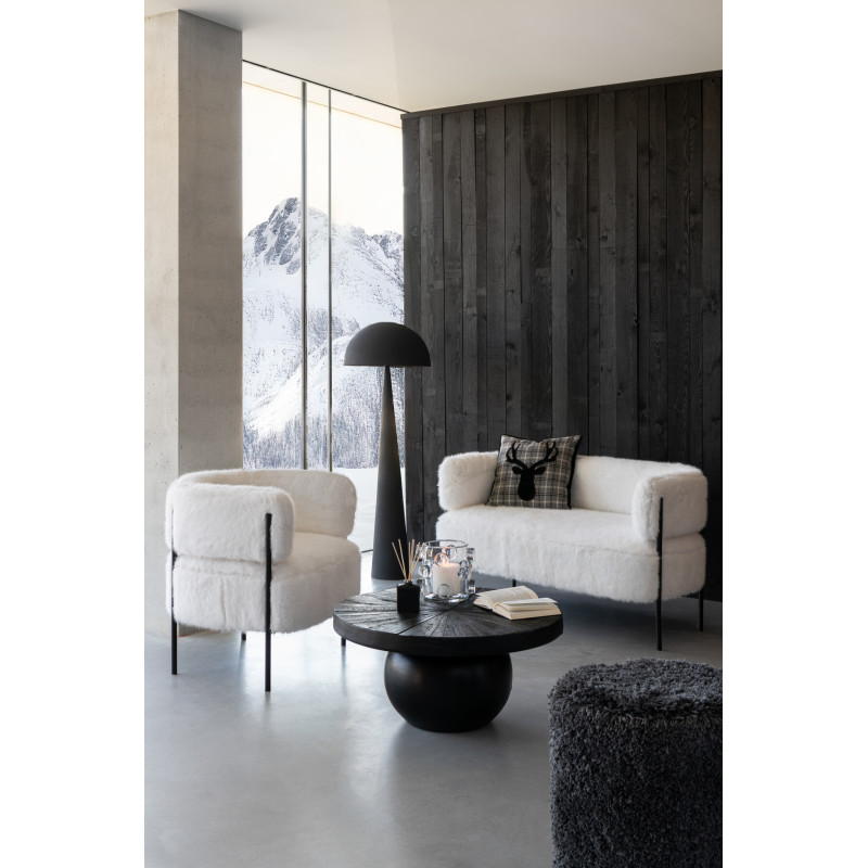 Canapé moderne chic poils longs 2 places en Tissu Blanc Métal Noir Cocoony - 2