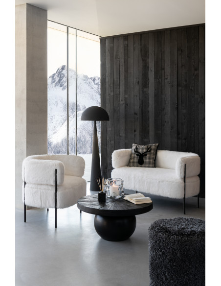 Canapé moderne chic poils longs 2 places en Tissu Blanc Métal Noir Cocoony - 2
