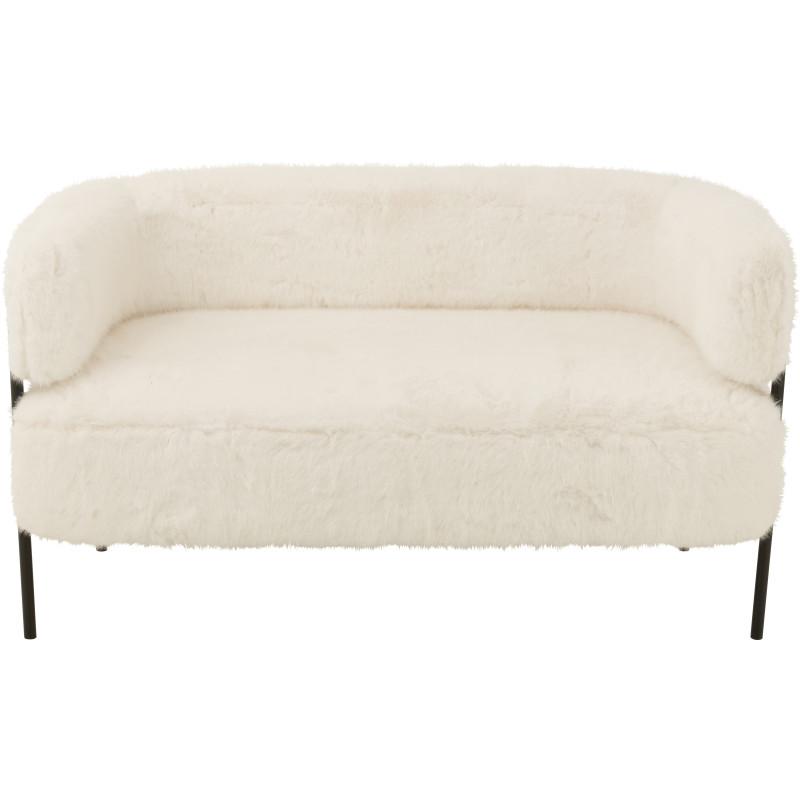Canapé moderne chic poils longs 2 places en Tissu Blanc Métal Noir Cocoony - 3