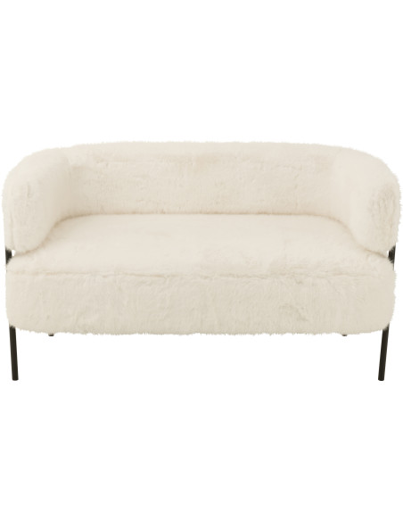 Canapé moderne chic poils longs 2 places en Tissu Blanc Métal Noir Cocoony - 3
