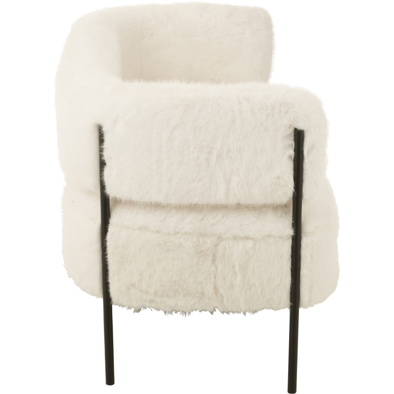 Canapé moderne chic poils longs 2 places en Tissu Blanc Métal Noir Cocoony - 4