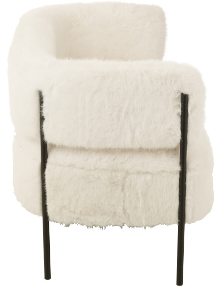 Canapé moderne chic poils longs 2 places en Tissu Blanc Métal Noir Cocoony - 4