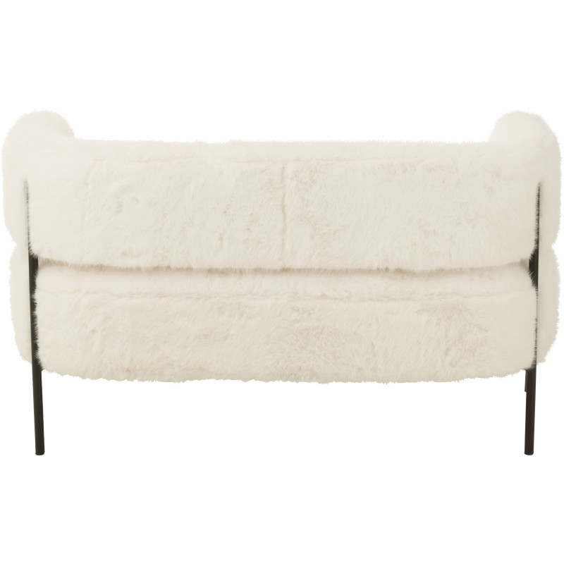 Canapé moderne chic poils longs 2 places en Tissu Blanc Métal Noir Cocoony - 5