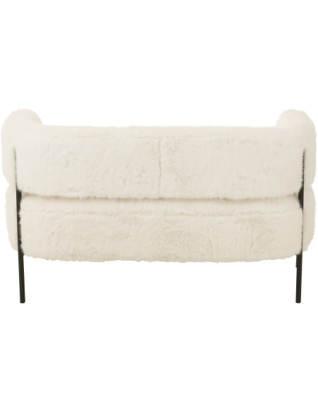 Canapé moderne chic poils longs 2 places en Tissu Blanc Métal Noir Cocoony - 5