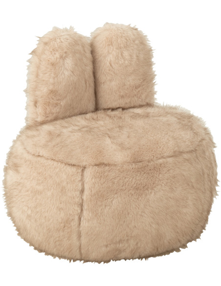 Fauteuil original poils longs Oreilles de lapin en Tissu Taupe Bois Bunny - 1
