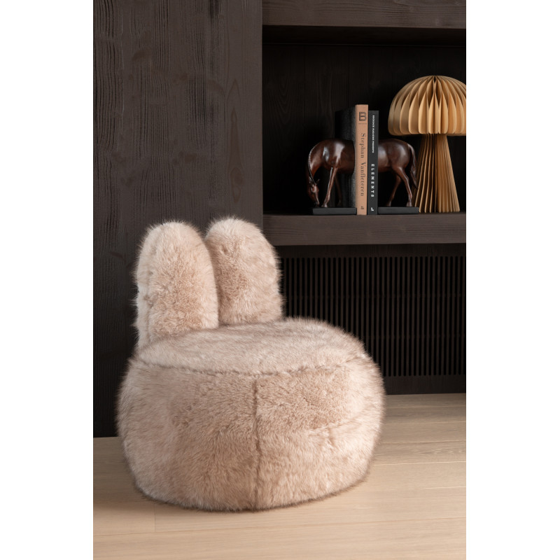 Fauteuil original poils longs Oreilles de lapin en Tissu Taupe Bois Bunny - 2