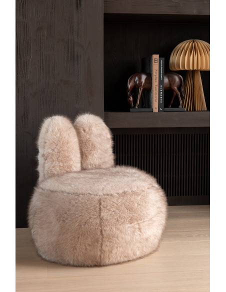Fauteuil original poils longs Oreilles de lapin en Tissu Taupe Bois Bunny - 2