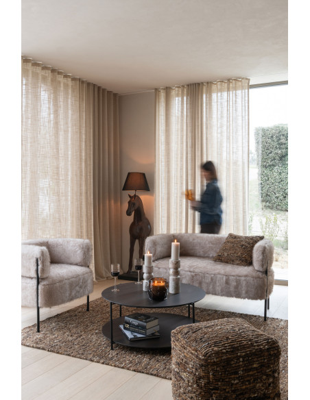 Canapé moderne chic poils longs 2 places en Tissu Taupe Métal Noir Cocoony - 2