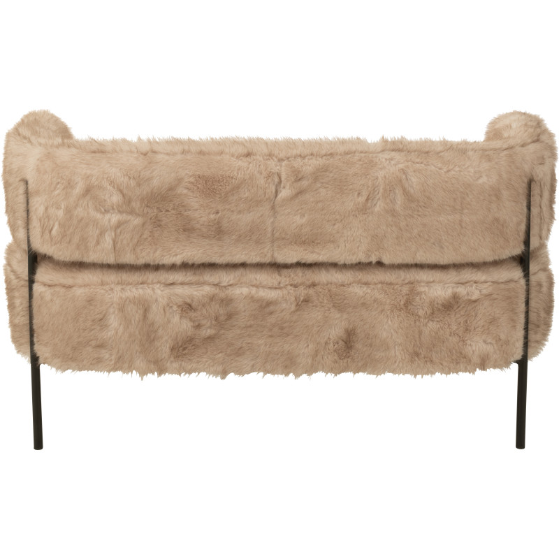 Canapé moderne chic poils longs 2 places en Tissu Taupe Métal Noir Cocoony - 5