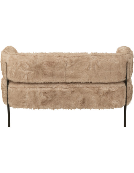 Canapé moderne chic poils longs 2 places en Tissu Taupe Métal Noir Cocoony - 5