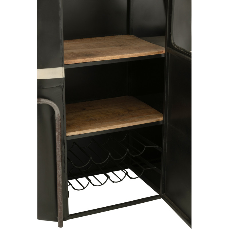 Meuble bar original Cabine téléphérique vintage en Métal Noir Blanc Bois de manguier Naturel Twelve - 7