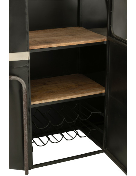 Meuble bar original Cabine téléphérique vintage en Métal Noir Blanc Bois de manguier Naturel Twelve - 7
