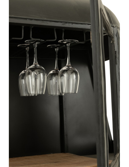 Meuble bar original Cabine téléphérique vintage en Métal Noir Blanc Bois de manguier Naturel Twelve - 10
