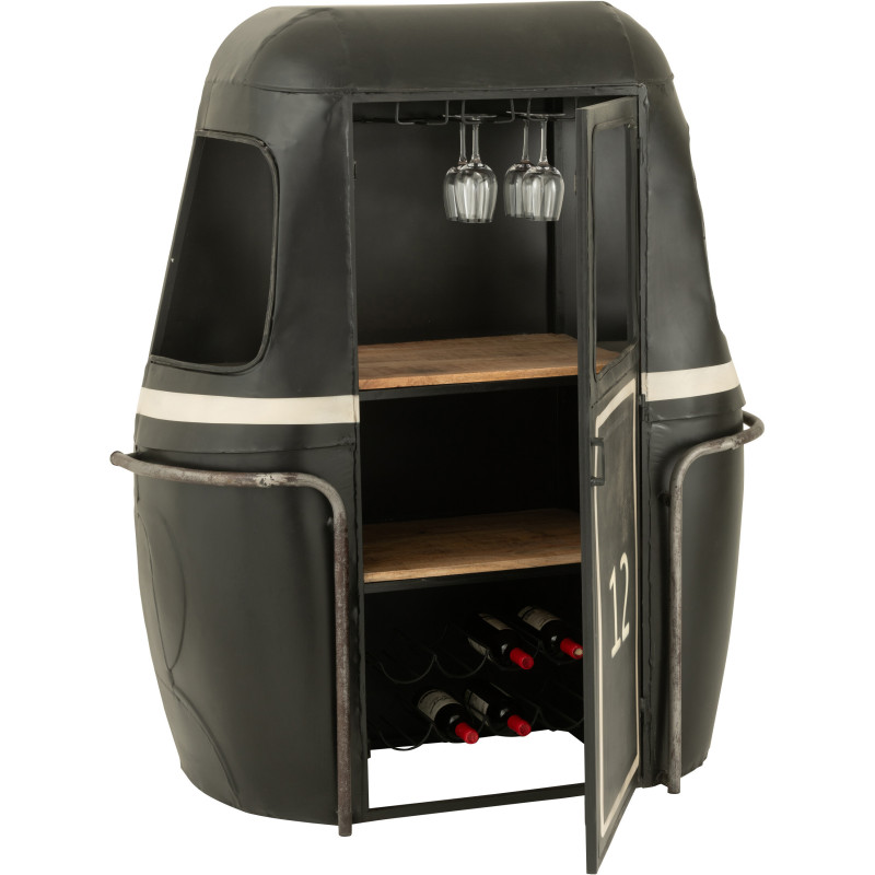 Meuble bar original Cabine téléphérique vintage en Métal Noir Blanc Bois de manguier Naturel Twelve - 11