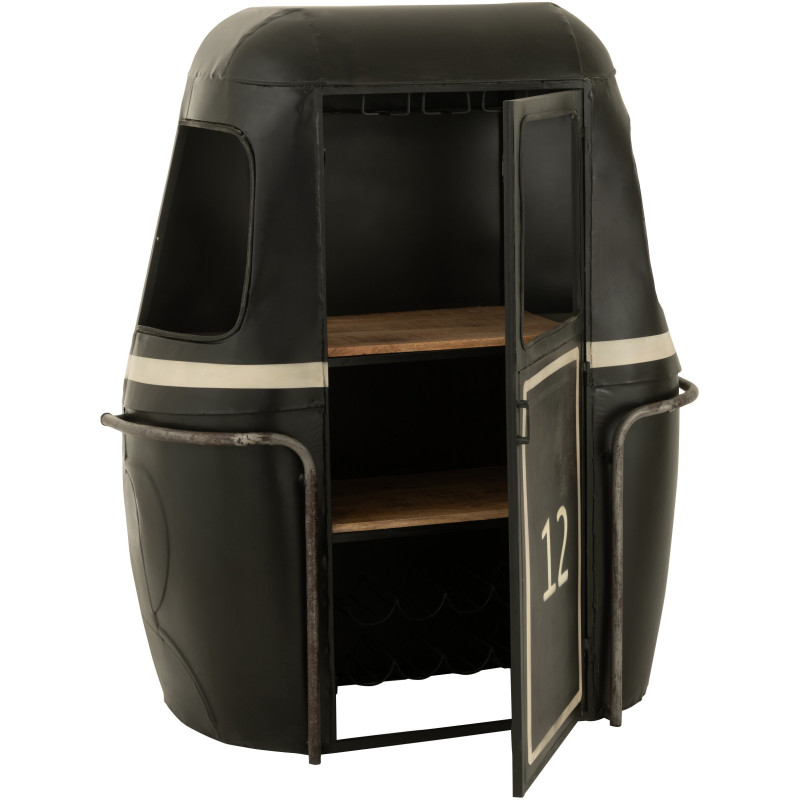 Meuble bar original Cabine téléphérique vintage en Métal Noir Blanc Bois de manguier Naturel Twelve - 12