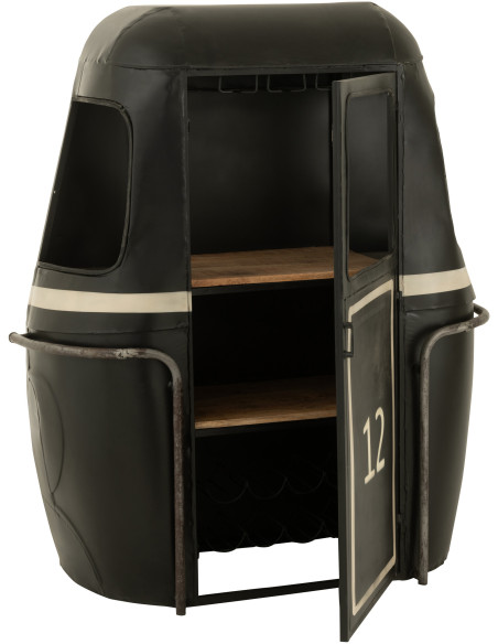 Meuble bar original Cabine téléphérique vintage en Métal Noir Blanc Bois de manguier Naturel Twelve - 12