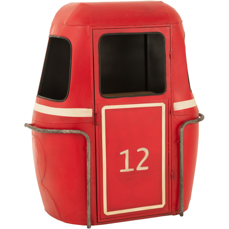 Meuble bar original Cabine téléphérique vintage en Métal Rouge Blanc Bois de manguier Naturel Twelve - 1