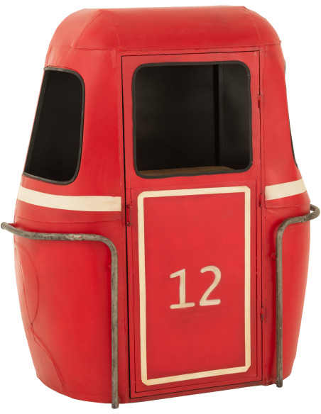 Meuble bar original Cabine téléphérique vintage en Métal Rouge Blanc Bois de manguier Naturel Twelve - 1