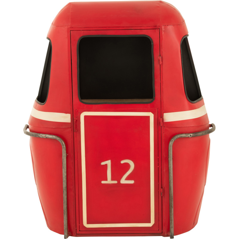 Meuble bar original Cabine téléphérique vintage en Métal Rouge Blanc Bois de manguier Naturel Twelve - 2