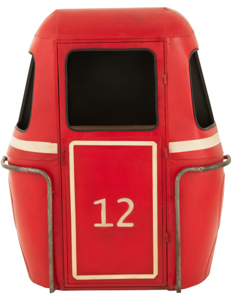 Meuble bar original Cabine téléphérique vintage en Métal Rouge Blanc Bois de manguier Naturel Twelve - 2
