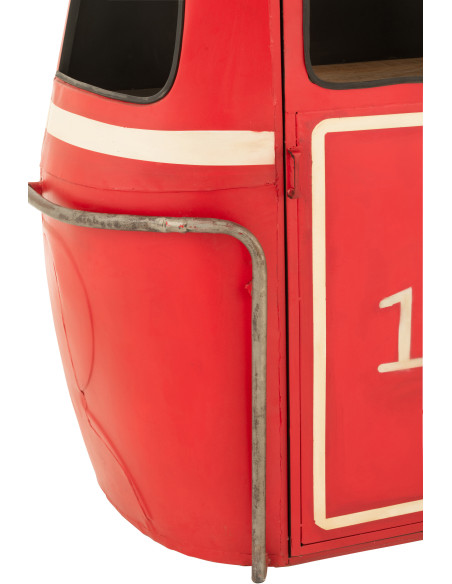 Meuble bar original Cabine téléphérique vintage en Métal Rouge Blanc Bois de manguier Naturel Twelve - 5
