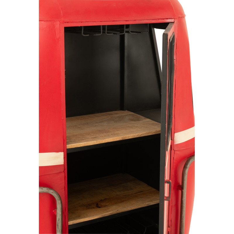 Meuble bar original Cabine téléphérique vintage en Métal Rouge Blanc Bois de manguier Naturel Twelve - 6