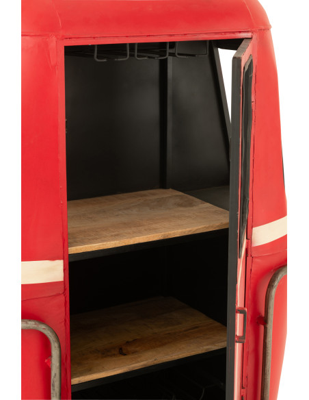 Meuble bar original Cabine téléphérique vintage en Métal Rouge Blanc Bois de manguier Naturel Twelve - 6