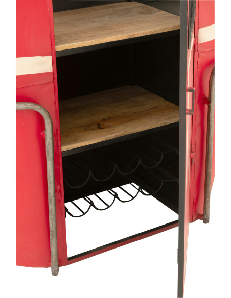 Meuble bar original Cabine téléphérique vintage en Métal Rouge Blanc Bois de manguier Naturel Twelve - 7