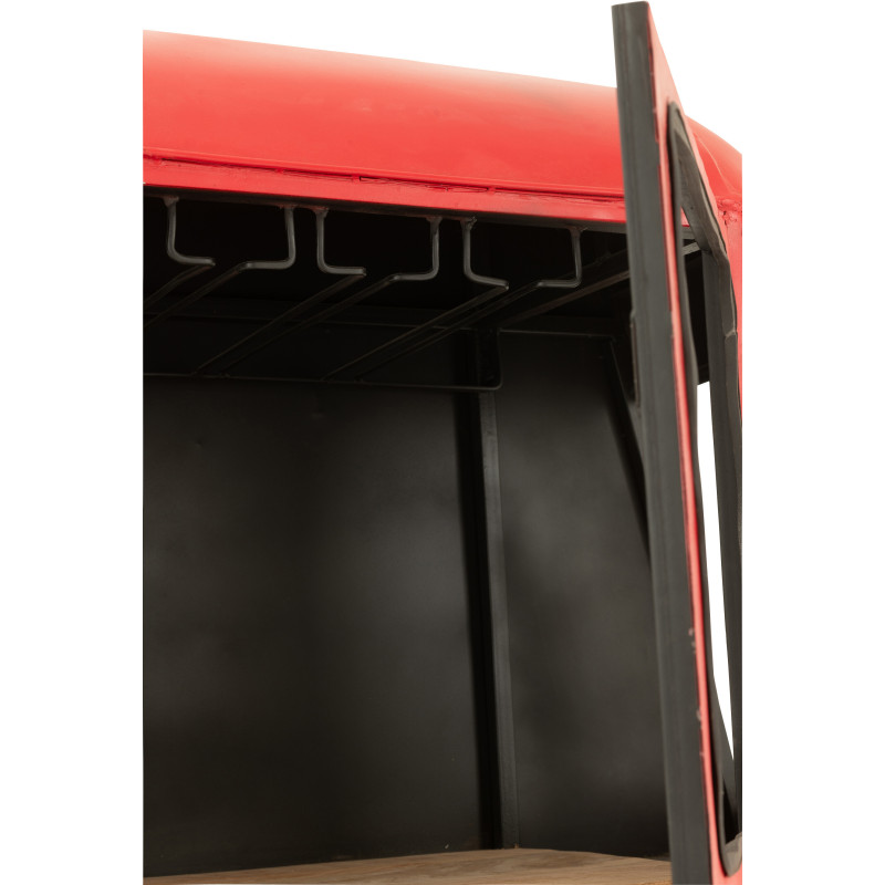 Meuble bar original Cabine téléphérique vintage en Métal Rouge Blanc Bois de manguier Naturel Twelve - 8