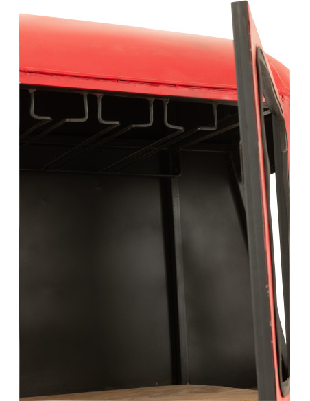 Meuble bar original Cabine téléphérique vintage en Métal Rouge Blanc Bois de manguier Naturel Twelve - 8