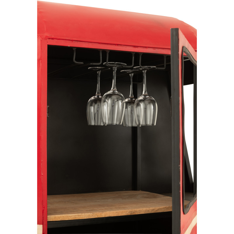 Meuble bar original Cabine téléphérique vintage en Métal Rouge Blanc Bois de manguier Naturel Twelve - 9
