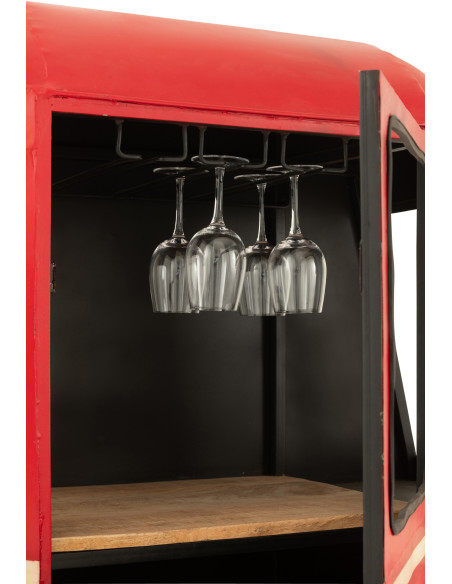 Meuble bar original Cabine téléphérique vintage en Métal Rouge Blanc Bois de manguier Naturel Twelve - 9